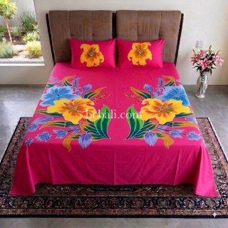 Bedsheet Hand Painted Flowers Pattern Made in Bali